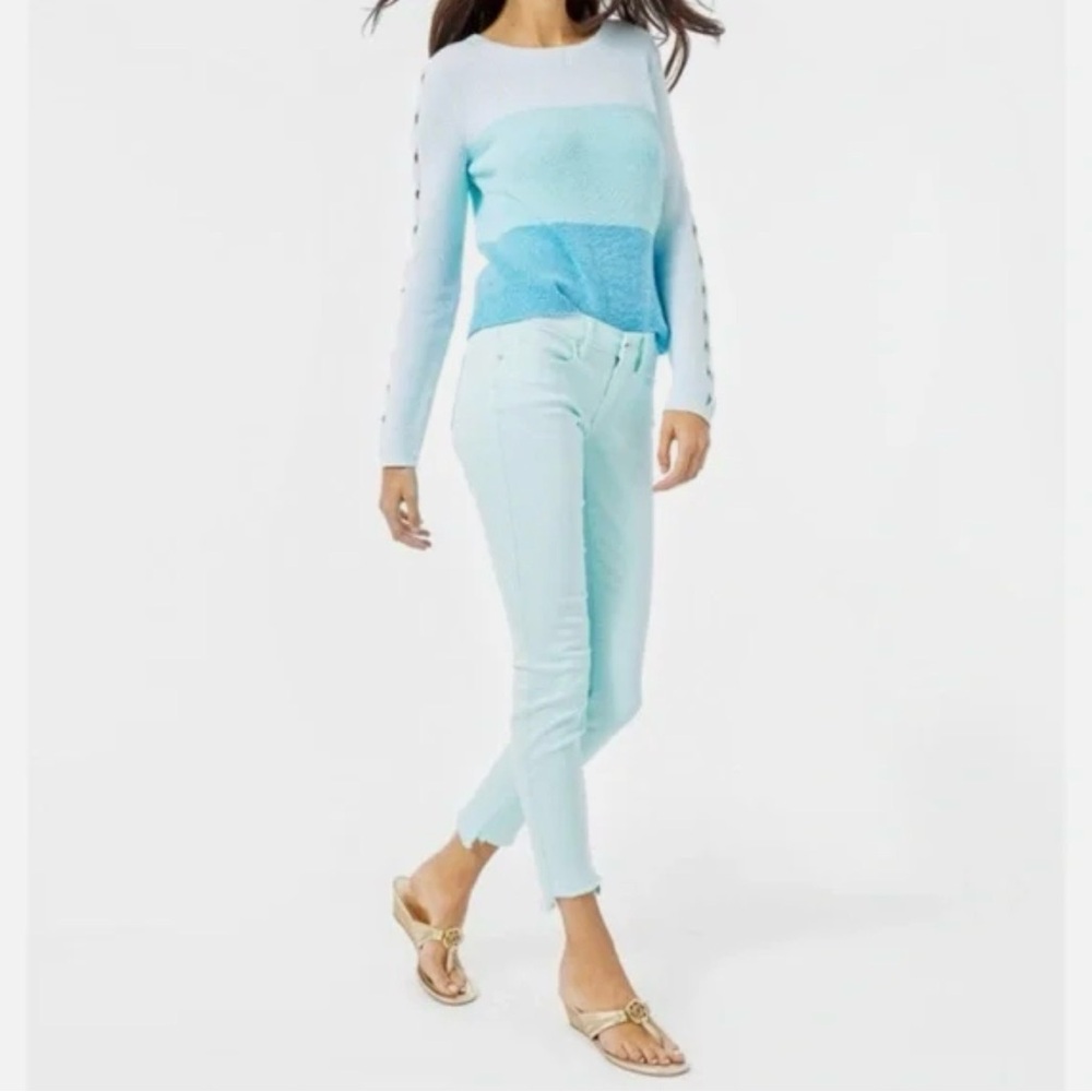 Lilly Pulitzer South Ocean Skinny Crop Jeans Whisper Blue Women's Size 8 $148